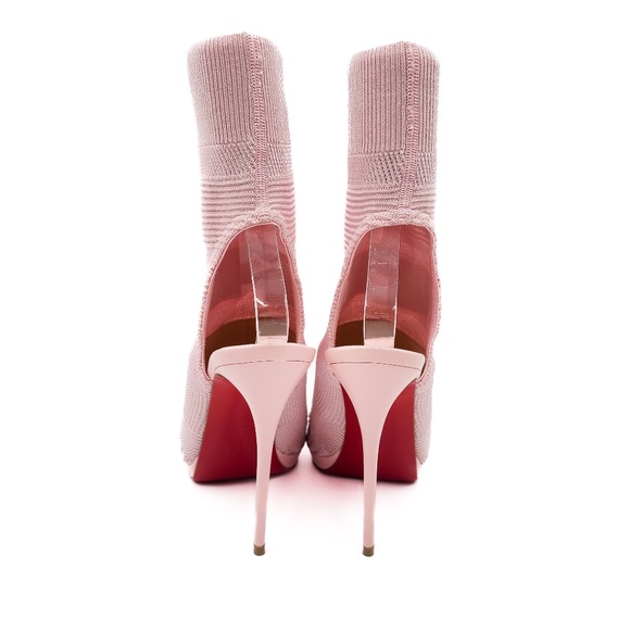 Christian Louboutin Cheminene 120 Pink Stretch Sock Mules Heels EU 37 - Picture 5 of 10